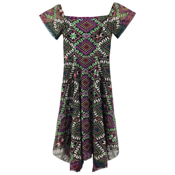 Alex Marie Dresses & Skirts - Alex Marie Dress Women 2 Midi A-Line Fairy Whimsigoth Embroidered Colorful Sheer